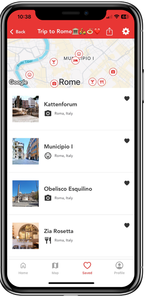 GoHere app – Bucketlist